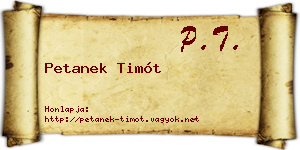 Petanek Timót névjegykártya